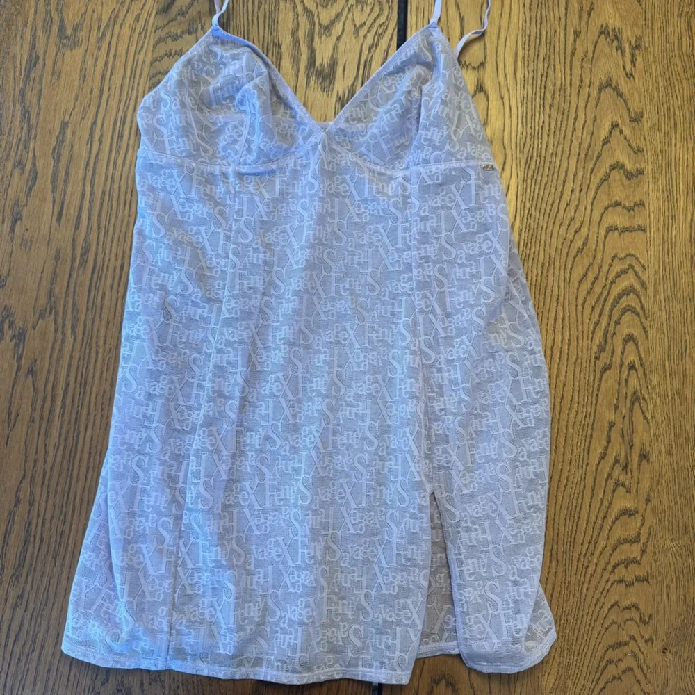 Savage X Signature Script Slip Lace Nightie in‎ Lavender Lingerie
